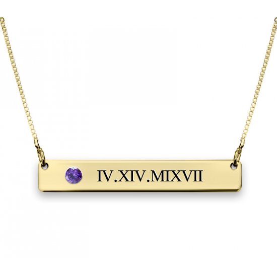 Roman numeral deals engraved necklace